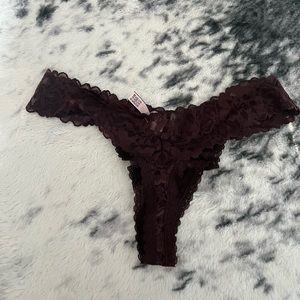 Brown Victoria’s Secret lace thong panty